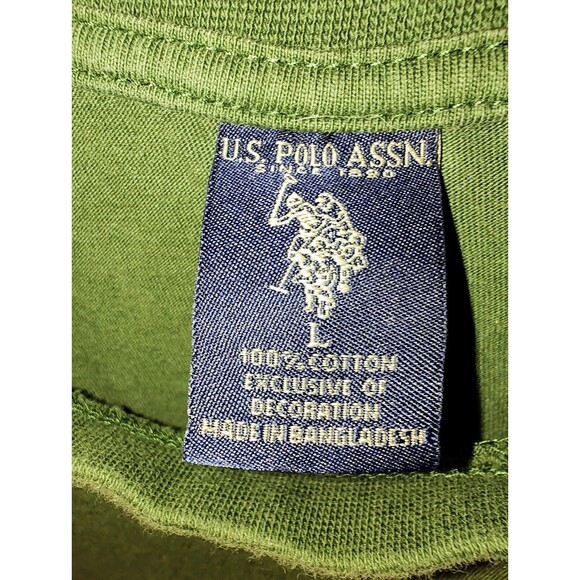 US Polo Assn Pony Pocket T-shirt Relaxed Green Mens Large 100% Cotton Embroidery - Picture 2 of 8